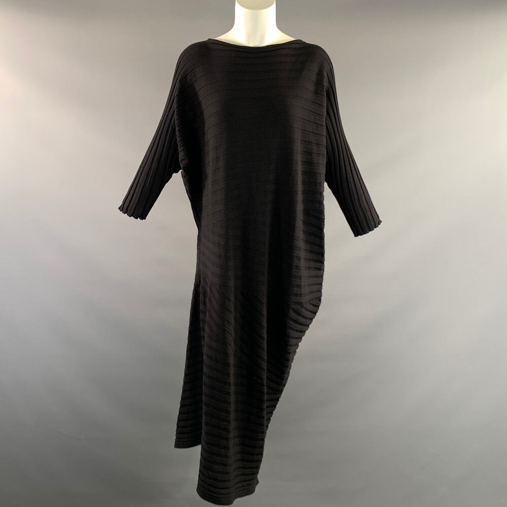 ISSEY MIYAKE Size M Black Cotton Polyester Ribbed Maxi Long Dress